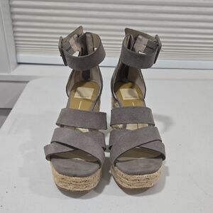 Dolce Vita Taupe Ankle Strap Wedges